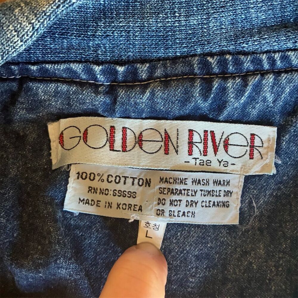 Golden River Vintage Embellished Denim Jacket Women's L Blue Beaded - Picture 8 of 10